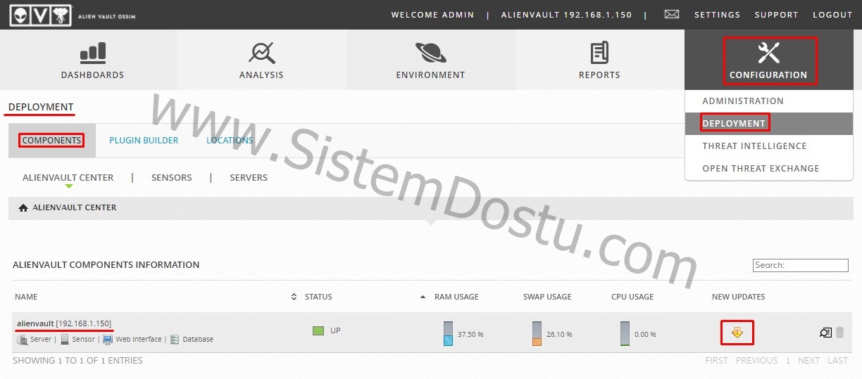 AlienVault OSSIM Configuration Sistem Ve Network D nyas na Ho geldiniz 